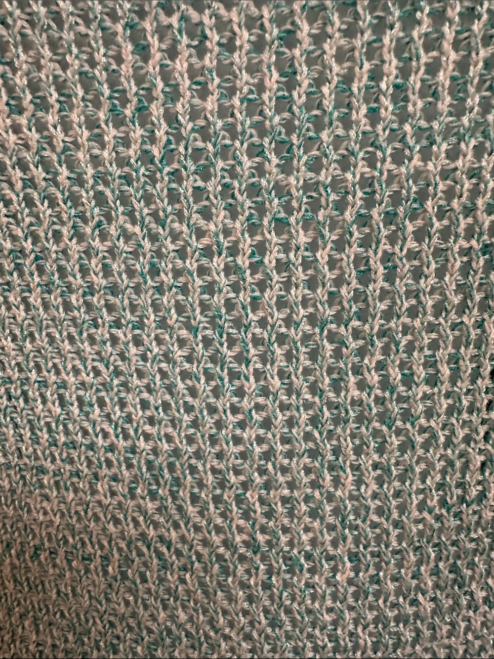 Chicos Light Teal Open Knit Scoop Neck Women’s Tunic Sweater Size 1 - Picture 6 of 8
